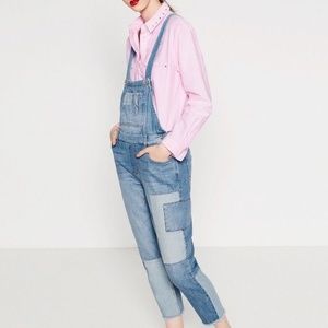 zara patched overalls